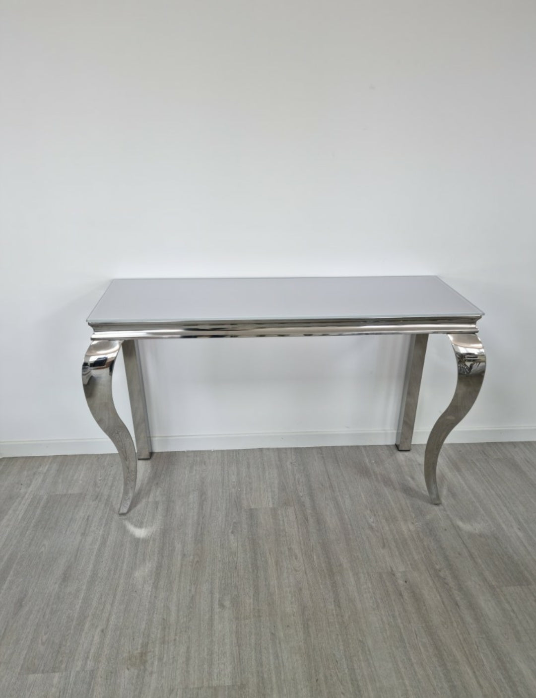 Console Nansouty Argent Verre blanc 120 cm