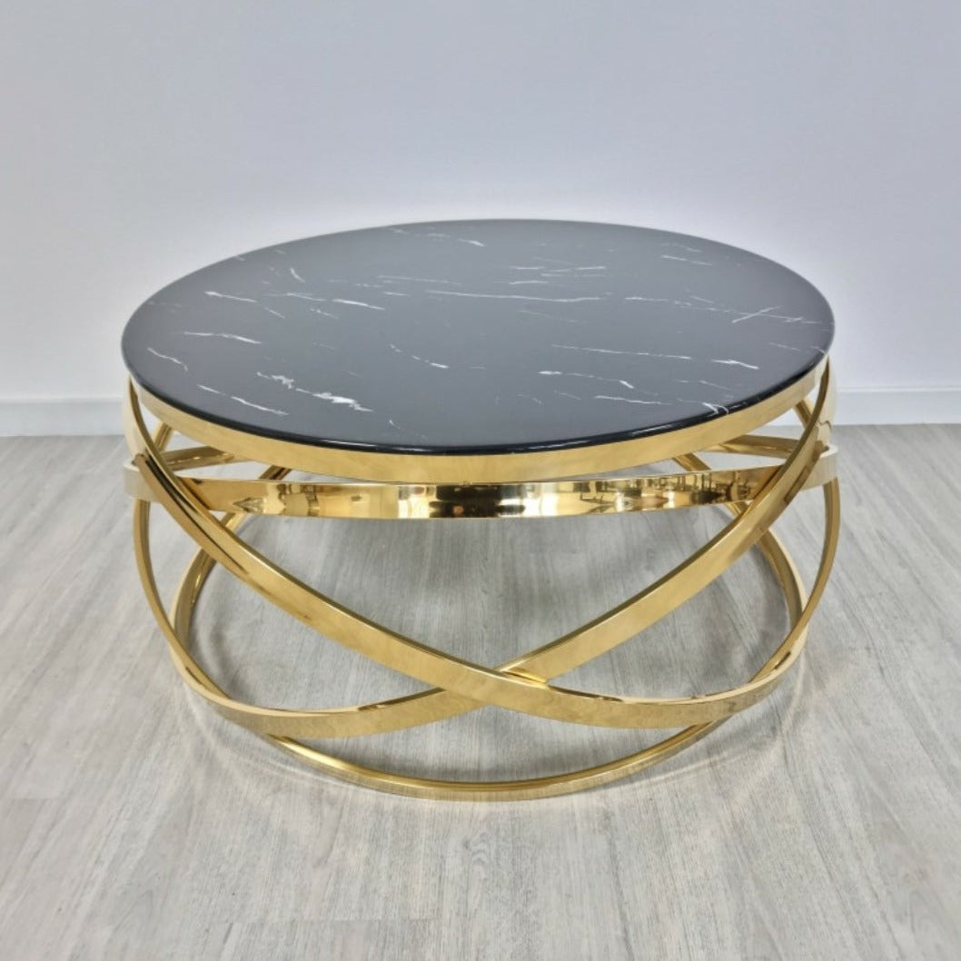 Table basse Bagatelle Or Marbre noir