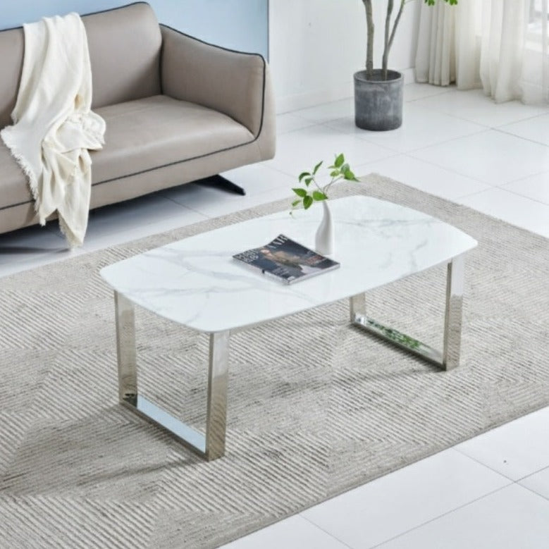 Table basse Lola Argent marbre blanc