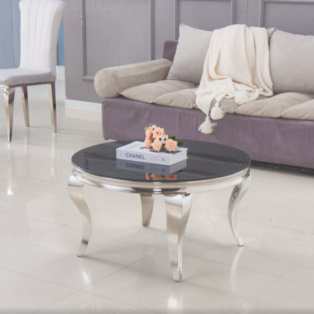 Table basse ronde Nansouty Argent marbre noir