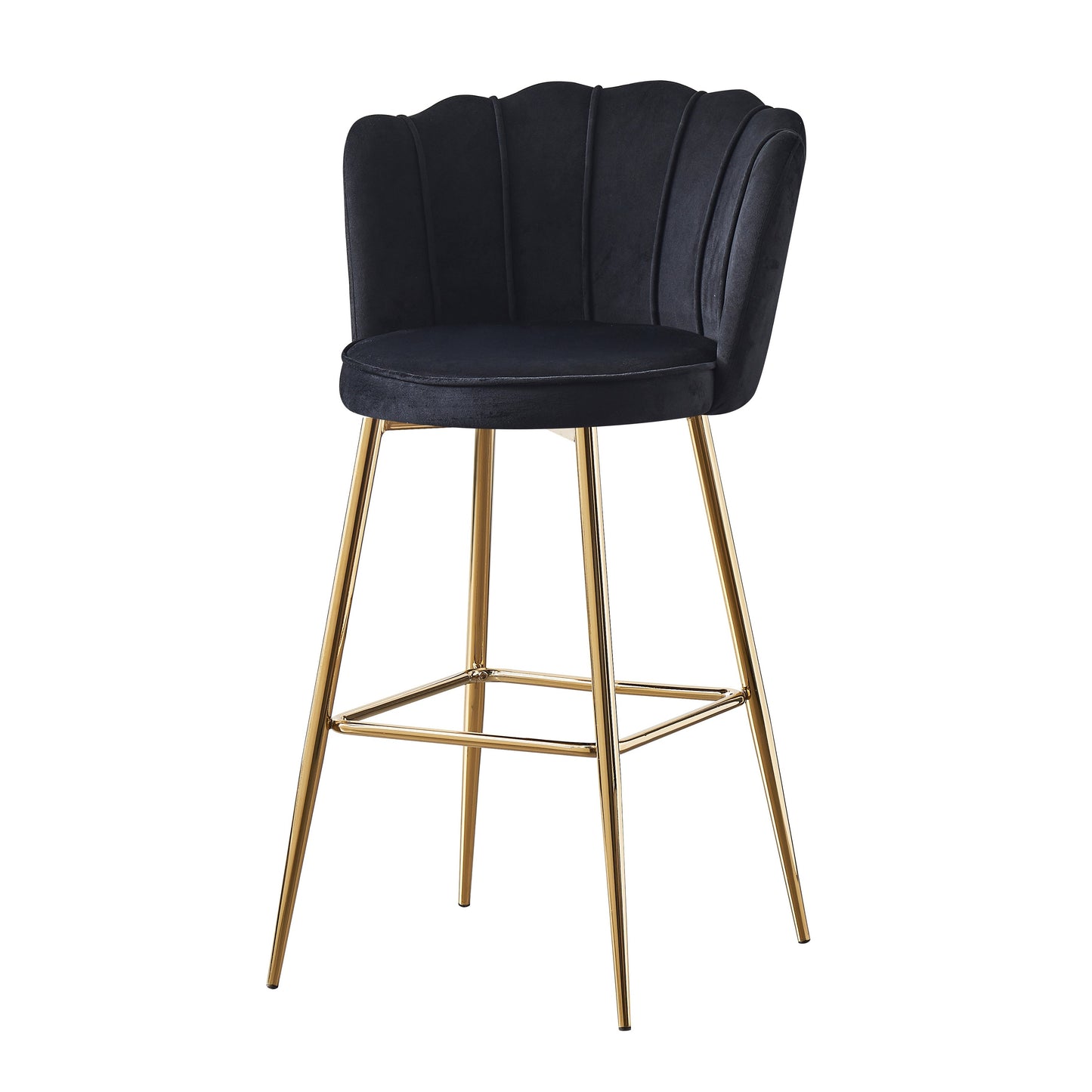 Tabouret de bar Quinconce Or velours Noir