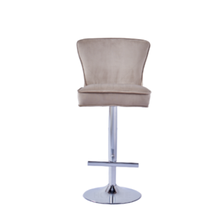 Tabouret de bar Gabrielle Argent velours moka