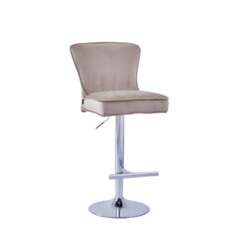 Tabouret de bar Gabrielle Argent velours moka