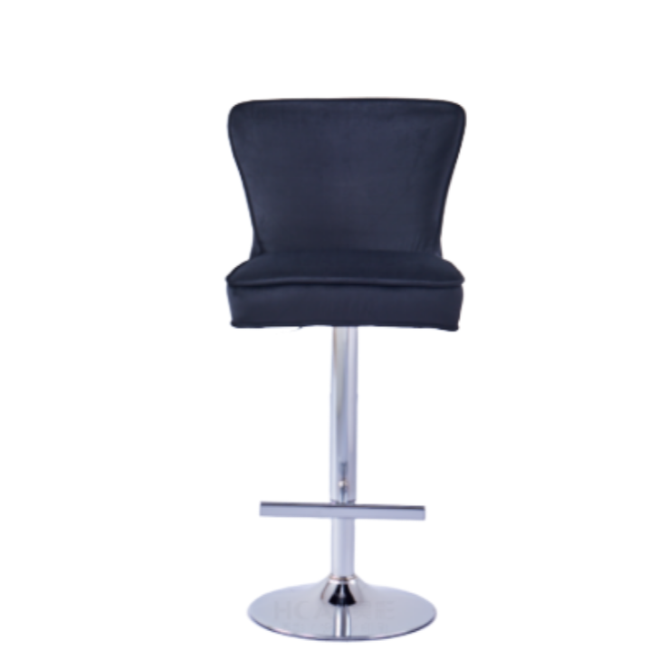 Tabouret de bar Gabrielle Argent velours noir