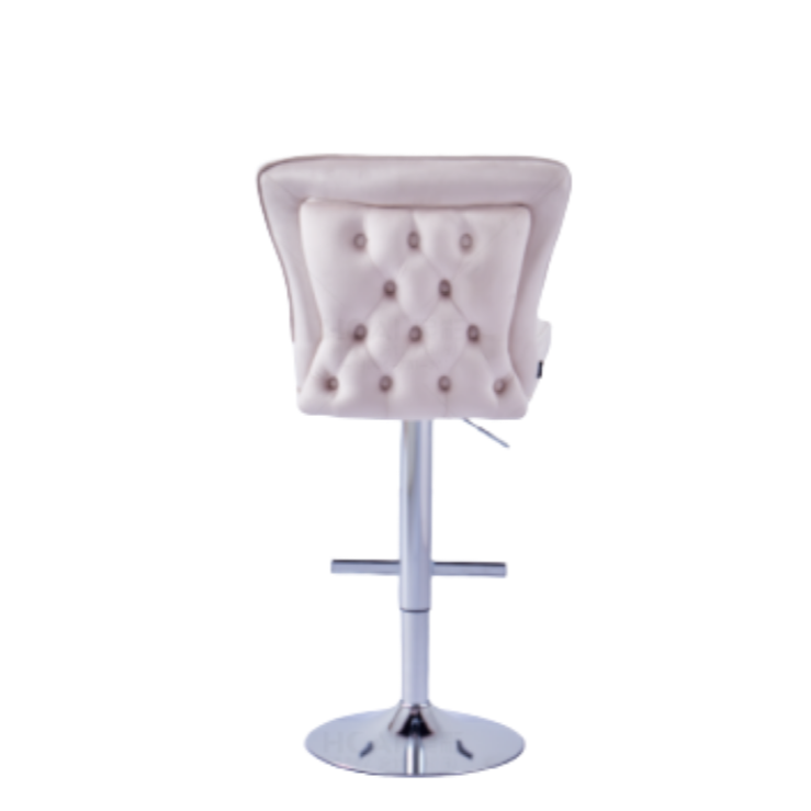 Tabouret de bar Gabrielle Argent velours beige