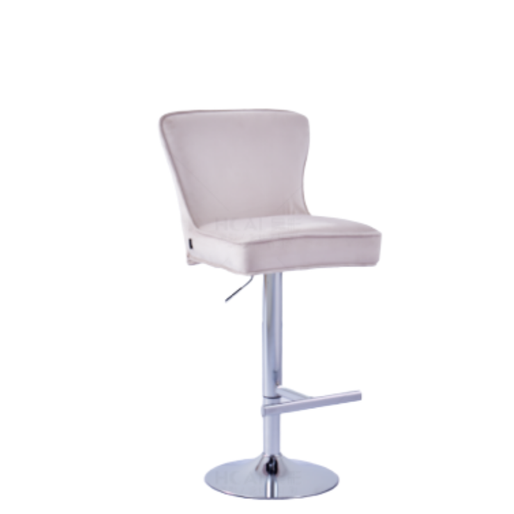 Tabouret de bar Gabrielle Argent velours beige