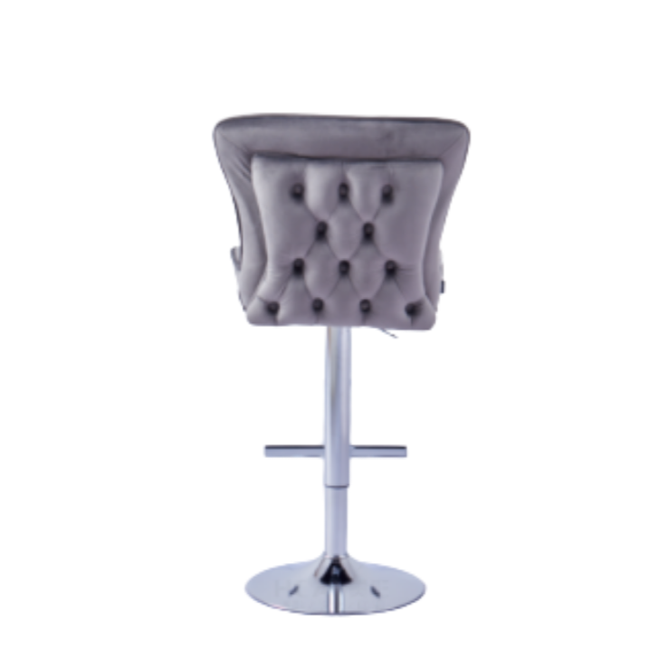 Tabouret de bar Gabrielle Argent velours anthracite