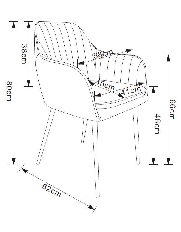 Chaise Kanvas Or velours Anthracite