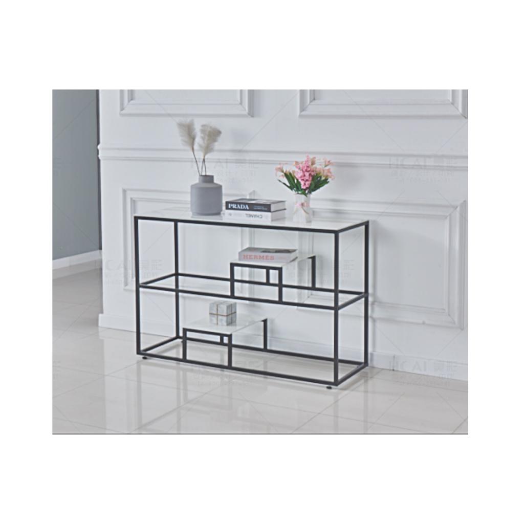 Console Gambetta Noire Marbre blanc