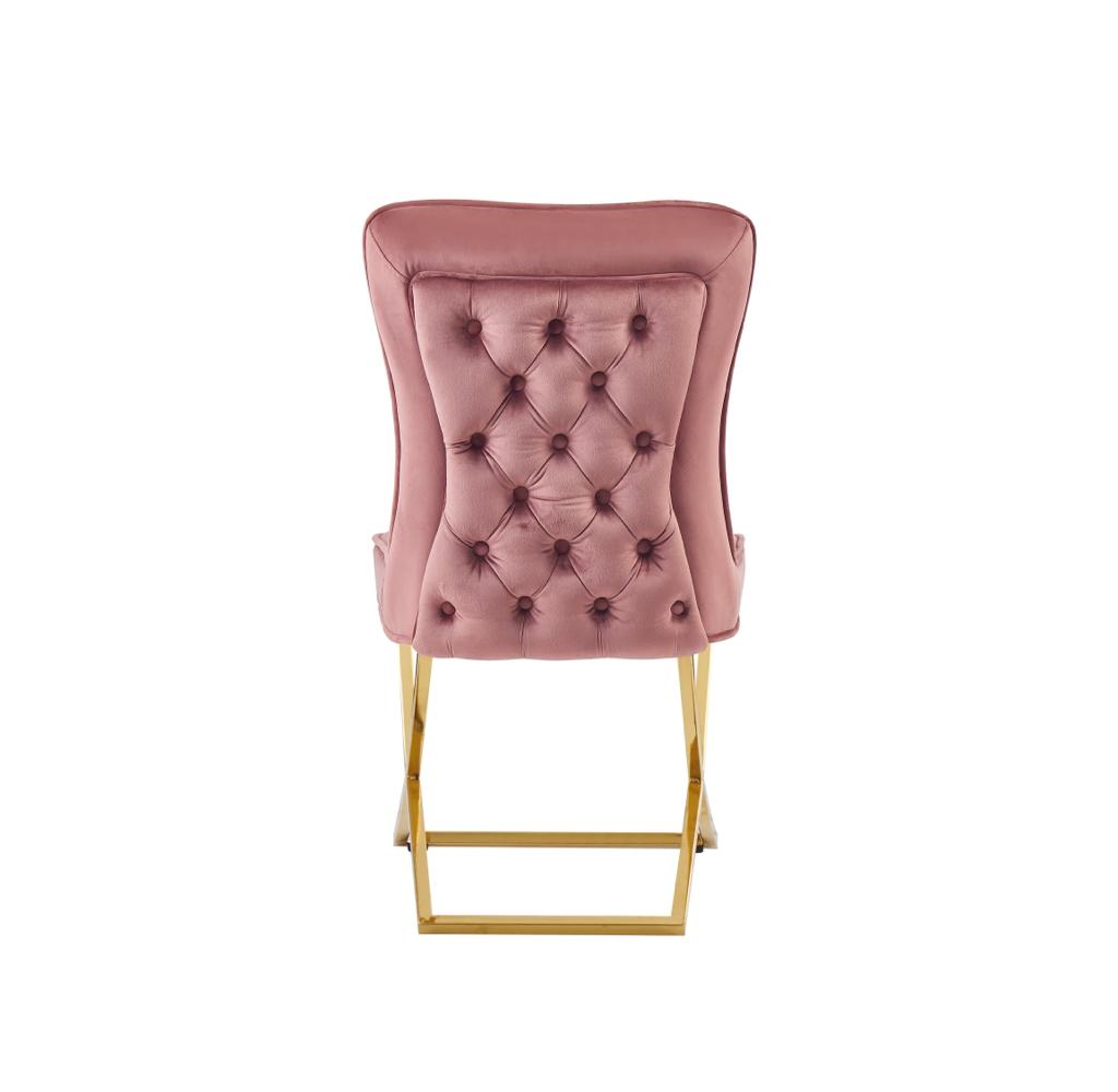 Chaise Gabrielle Or velours Rose