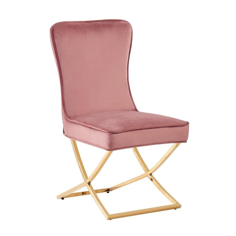 Chaise Gabrielle Or velours Rose