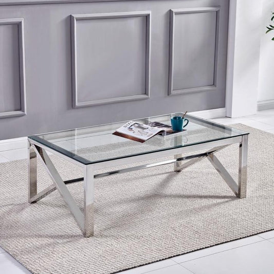 Table basse Majestic Argent Verre trempé