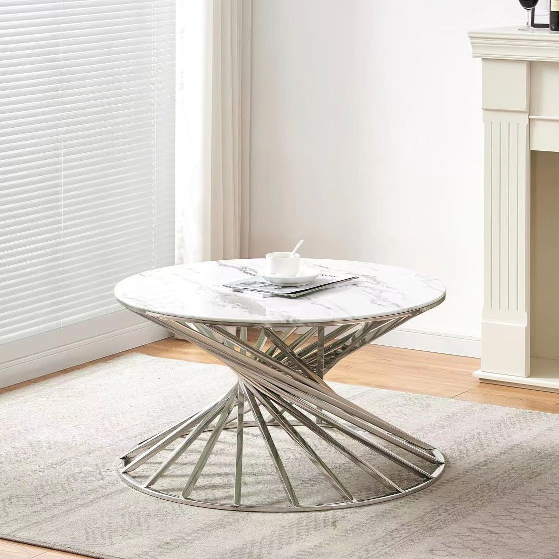 Table basse Quinconce Argent Marbre blanc