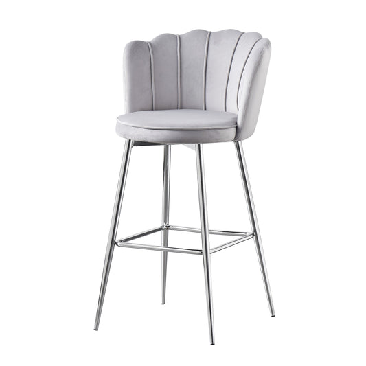 Tabouret de bar Quinconce Argent velours Gris