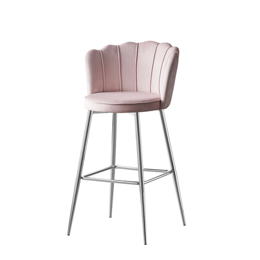 Tabouret de bar Quinconce Argent velours Rose