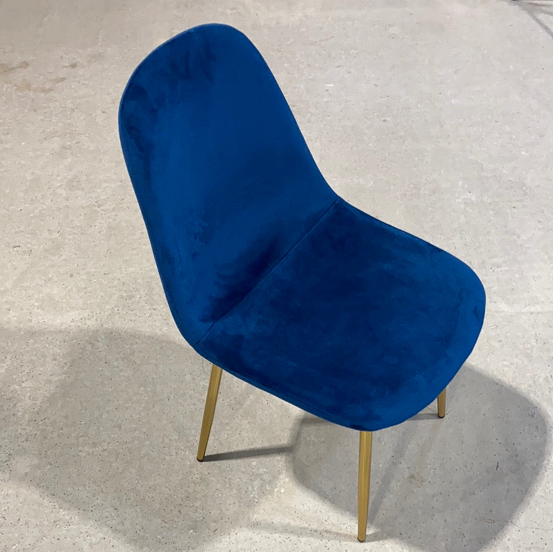 Chaise Victoire Or velours Bleu