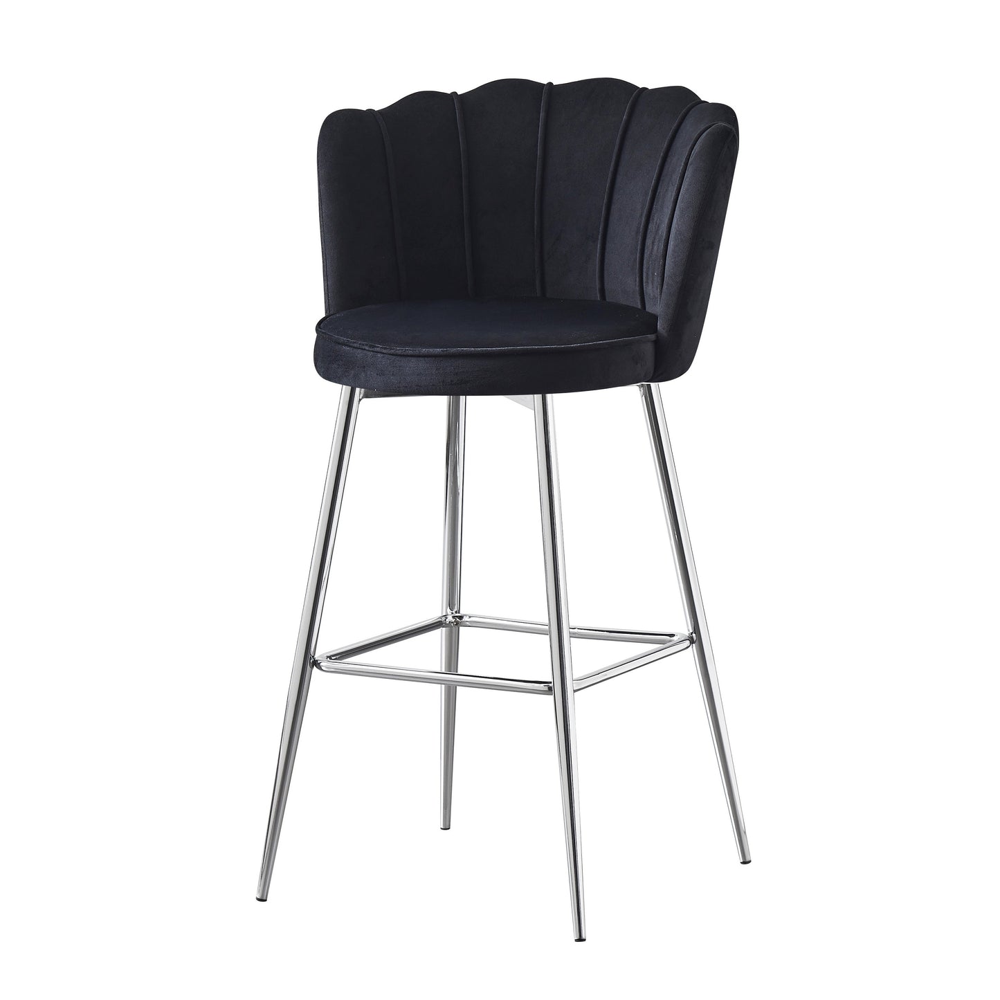 Tabouret de bar Quinconce Argent velours Noir