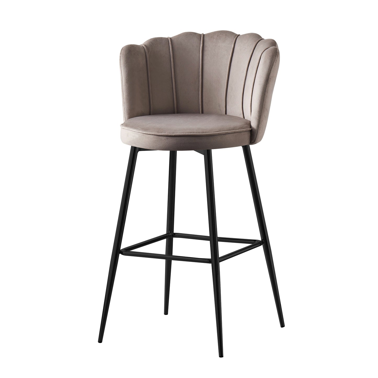 Tabouret de bar Quinconce Black metal velours Moka